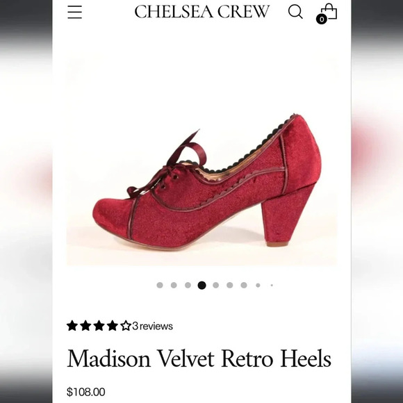 Chelsea Crew Madison Burgundy Velvet Retro Heels Size 40 (US 9–9.5) - Picture 2 of 11